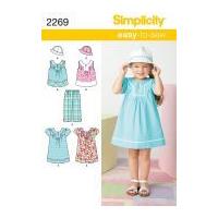 Simplicity Childrens Easy Sewing Pattern 2269 Dress, Top, Cropped Pants & Hat