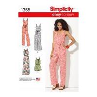 simplicity ladies easy sewing pattern 1355 jumpsuits in 4 styles