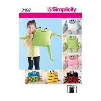 Simplicity Homeware Easy Sewing Pattern 2197 Animal Shape Novelty Fleece Cushions