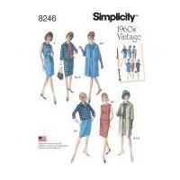 Simplicity Ladies Sewing Pattern 8246 1960's Vintage Style Dress, Top, Skirt, Coat & Jacket