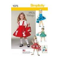 Simplicity Girls Sewing Pattern 1075 Vintage Style 1950's Pinafore Dresses & Bag