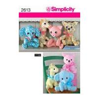 Simplicity Crafts Easy Sewing Pattern 2613 Cuddly Stuffed Animal Toys