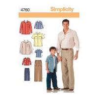 Simplicity Men's & Boys Sewing Pattern 4760 Shirts & Trouser Pants
