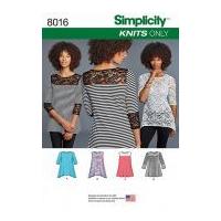 Simplicity Ladies Easy Sewing Pattern 8016 Jersey Knit Tops in 4 Styles