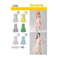Simplicity Childrens Sewing Pattern 1456 Flared Skirt Dresses & Hat