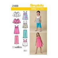 Simplicity Childrens Easy Sewing Pattern 2469 Dresses, Tops, Pants & Jackets