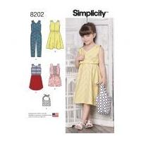 Simplicity Girls Sewing Pattern 8202 Jumpsuits, Dresses & Bag