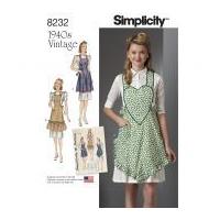 Simplicity Ladies Sewing Pattern 8232 1940's Vintage Style Aprons