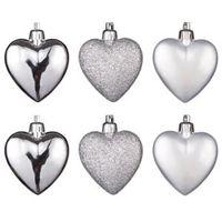 Silver Heart Tree Decoration Pack of 6