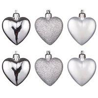 silver heart tree decoration pack of 6