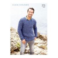 Sirdar Mens Sweater Click Knitting Pattern 9755 Chunky