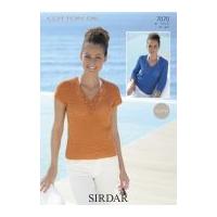 sirdar ladies top sweater cotton crochet pattern 7070 dk