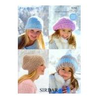 sirdar ladies girls hats big softie knitting pattern 9056 super chunky