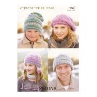 Sirdar Family Hats Crofter Knitting Pattern 9189 DK