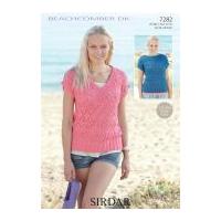 Sirdar Ladies Tops Beachcomber Knitting Pattern 7282 DK