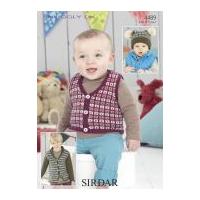 sirdar baby waistcoat cardigan hat knitting pattern 4489 dk