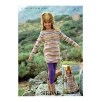 Sirdar Girls Sweater Dresses Crofter Knitting Pattern 2311 DK