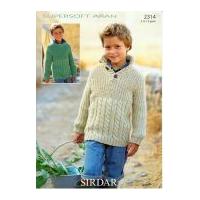 Sirdar Boys Sweaters Supersoft Knitting Pattern 2314 Aran