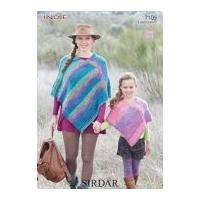 sirdar ladies girls ponchos knitting pattern 7109 super chunky