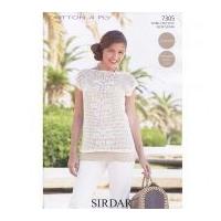 Sirdar Ladies Top Cotton Crochet Pattern 7305 4 Ply