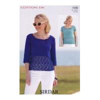 Sirdar Ladies Tops Cotton Knitting Pattern 7498 DK