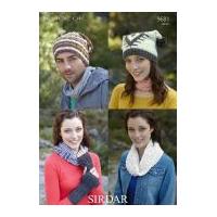 Sirdar Ladies & Mens Hats, Wrist Warmers & Snood Click Knitting Pattern 9681 DK