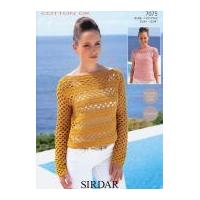 sirdar ladies top sweater cotton crochet pattern 7075 dk