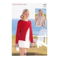 Sirdar Ladies Cardigans Cotton Knitting Pattern 7499 DK