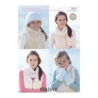 Sirdar Ladies & Girls Hat, Scarf, Snood & Mittens Snowflake Knitting Pattern 7051 Chunky