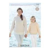 Sirdar Ladies & Girls Hoodies Snowflake Knitting Pattern 7049 Chunky
