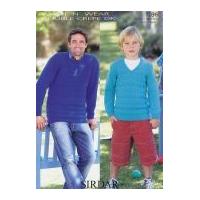 Sirdar Men & Boys Sweaters Wash 'n' Wear Knitting Pattern 7036 DK