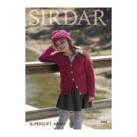 Sirdar Girls Cardigan & Hat Supersoft Knitting Pattern 2468 Aran