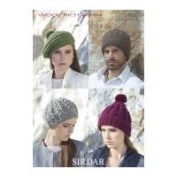 sirdar ladies mens hats berets wool rich knitting pattern 7182 aran