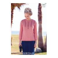Sirdar Ladies Sweater Cotton Knitting Pattern 7361 4 Ply