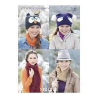 sirdar ladies girls hats scarf snood click knitting pattern 7144 chunk ...