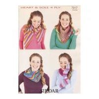 Sirdar Ladies Gloves, Scarves & Snood Heart & Sole Knitting Pattern 7317 4 Ply