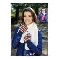 Sirdar Ladies Scarf, Mittens, Gloves Country Style Knitting Pattern 9617 DK