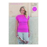 Sirdar Ladies Top Cotton Knitting Pattern 7744 4 Ply