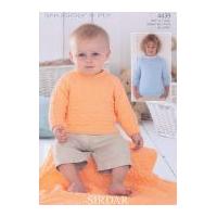 Sirdar Baby Sweaters & Blanket Knitting Pattern 4439 4 Ply