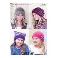 Sirdar Ladies & Girls Hats Ophelia & Freya Knitting Pattern 7263 Chunky