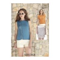 sirdar ladies skirt tops cotton knitting pattern 7082 dk