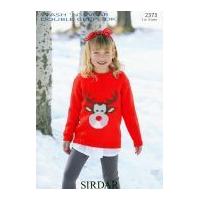 Sirdar Childrens Christmas Sweater Wash 'n' Wear Knitting Pattern 2373 DK