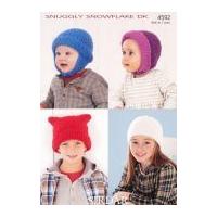 Sirdar Baby & Childrens Hats Snowflake Knitting Pattern 4592 DK