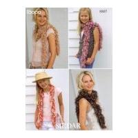 Sirdar Ladies Loopy Scarves Knitting Pattern 8807