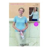 Sirdar Ladies Tops Cotton Knitting Pattern 7743 4 Ply