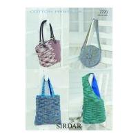 Sirdar Ladies Bags Cotton Knitting Pattern 7770 DK