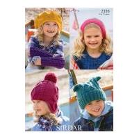 Sirdar Childrens Hats & Headband Supersoft Knitting Pattern 2336 Aran