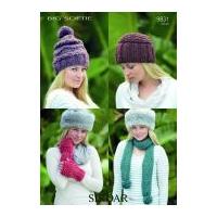 Sirdar Ladies Hats, Scarf & Wrist Warmers Big Softie Knitting Pattern 9831 Super Chunky
