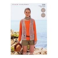 Sirdar Ladies Waistcoat Click Crochet Pattern 7040 Chunky