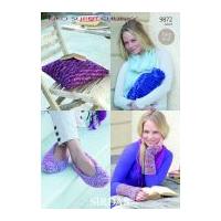 Sirdar Ladies Slippers, Wrist Warmers, Cushion & Bottle Cover KiKO Knitting Pattern 9872 Super Chunky